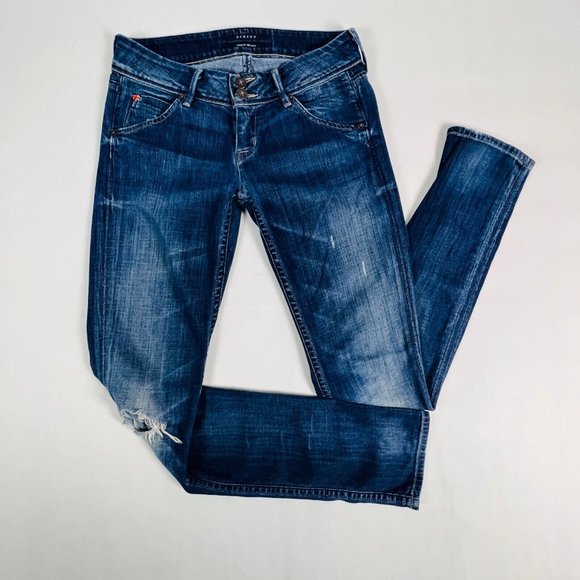 Hudson Jeans Denim - Hudson Womens Jeans 26 Blue Skinny Stretch Dark Wash Whiskers Flap Pockets